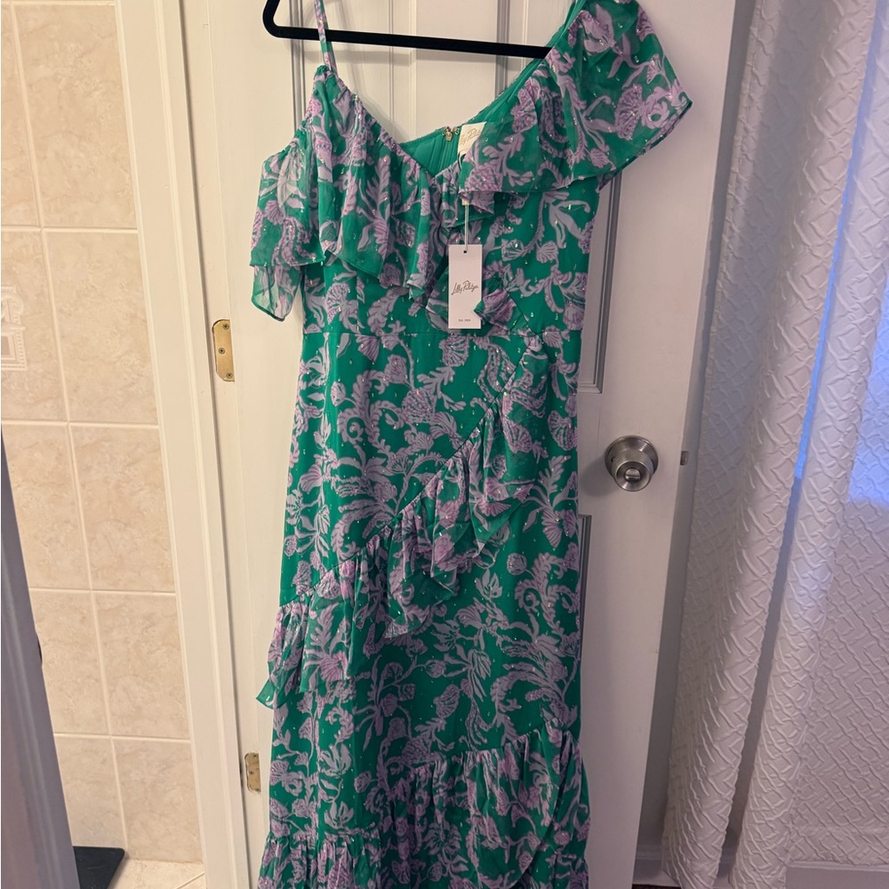 Lily Pulitzer One Floral One-Shoulder Ruffle Dress